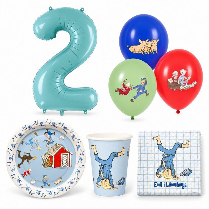 2-årskalas, Emil i Lönneberga, kalaspaket, 8 gäster – paketets innehåll