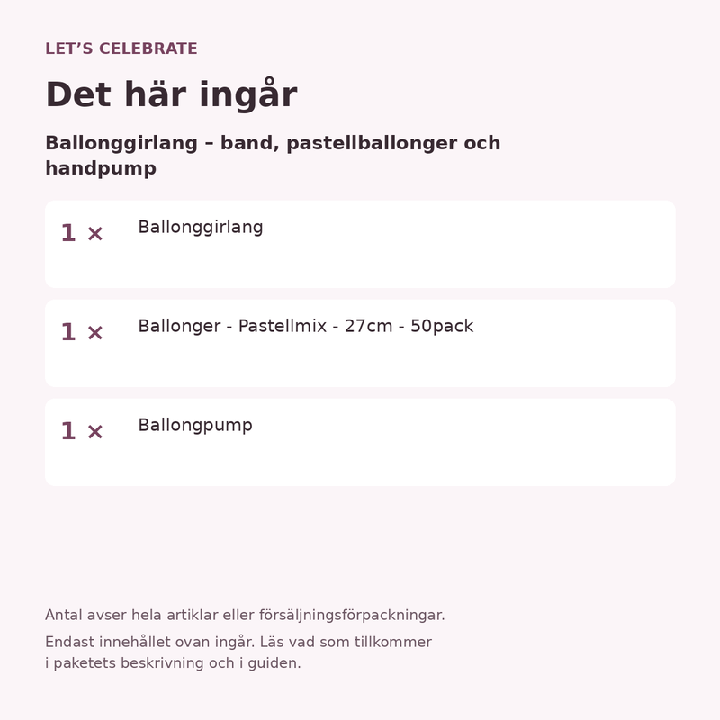 Paketets innehåll och antal försäljningsförpackningar.