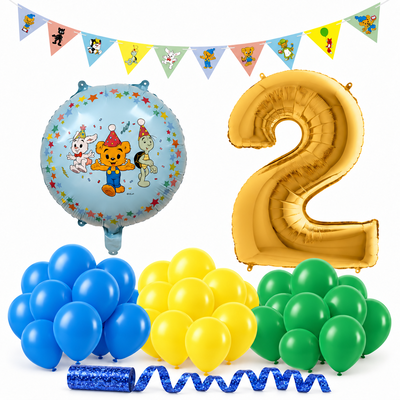 Bamse 2 år – dekorationspaket Klassiker – paketets produkter