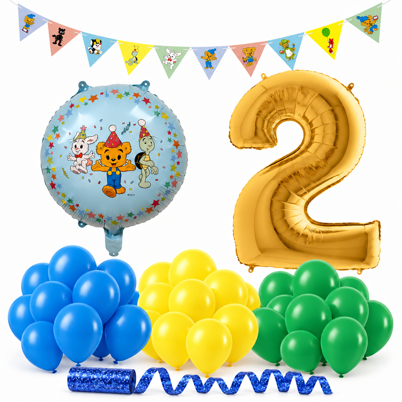 Bamse 2 år – dekorationspaket Klassiker – paketets produkter