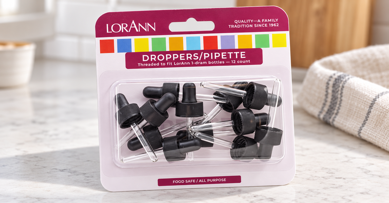 LorAnn-pipetter med skruvlock, 12-pack, i bakmiljö