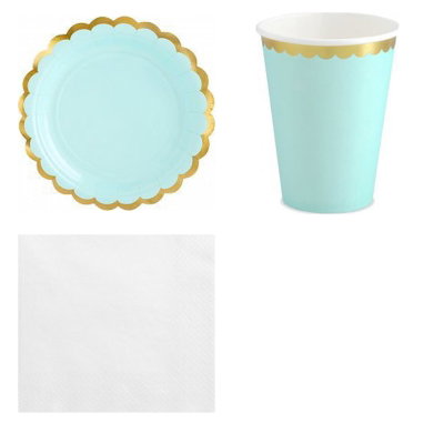 Påfyllnadspaket – mint och guld – dukning för 6 extra gäster – paketets produkter