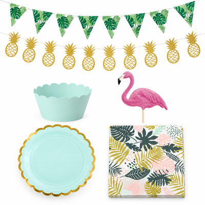 Ananas och blad – tropiskt dessertbord för sex