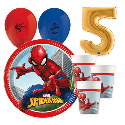 5-årskalas, Spiderman, kalaspaket, 8 gäster – samlad paketbild