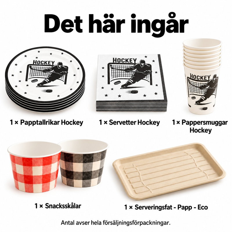 Hockeykväll för åtta – matchmat och gemensamma snacks – innehåll och antal försäljningsförpackningar