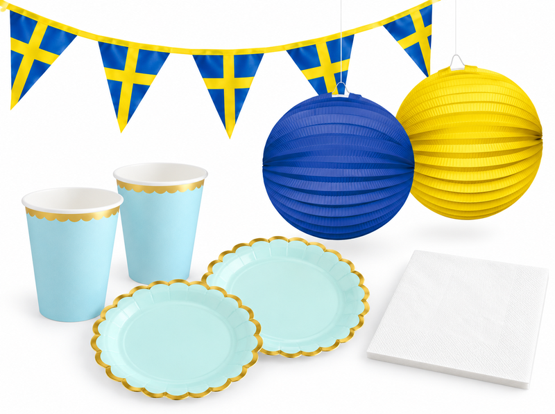 Nationaldagens fikaplats för tolv – flaggor och blågult