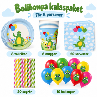 Bolibompa kalaspaket – 8 personer – innehåll och antal