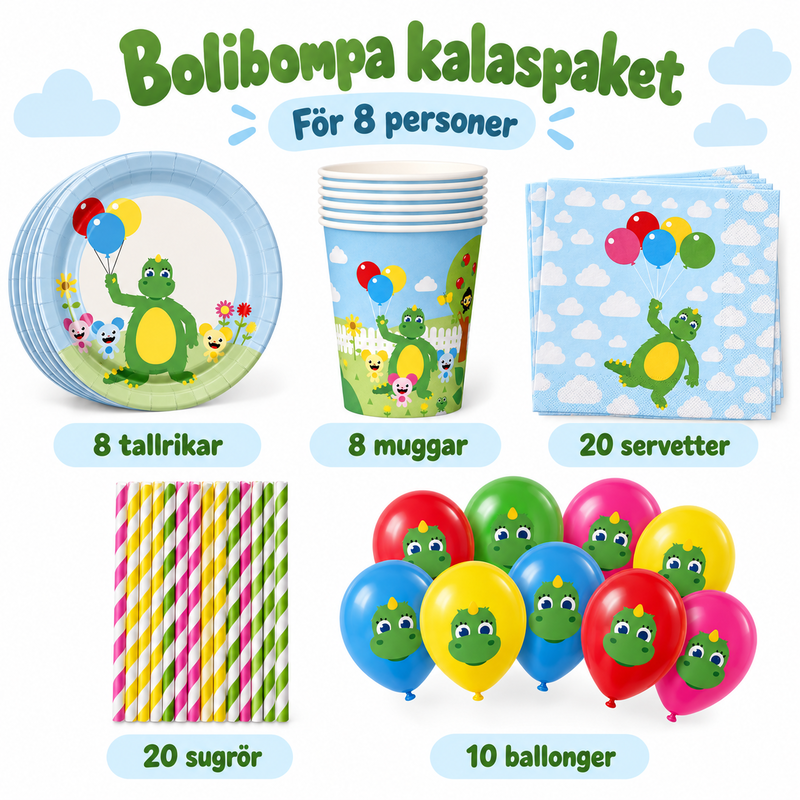 Bolibompa kalaspaket – 8 personer – innehåll och antal