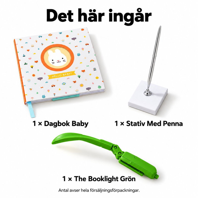 Skriv ner första årets små minnen – dagbok med kvällsljus – innehåll och antal försäljningsförpackningar
