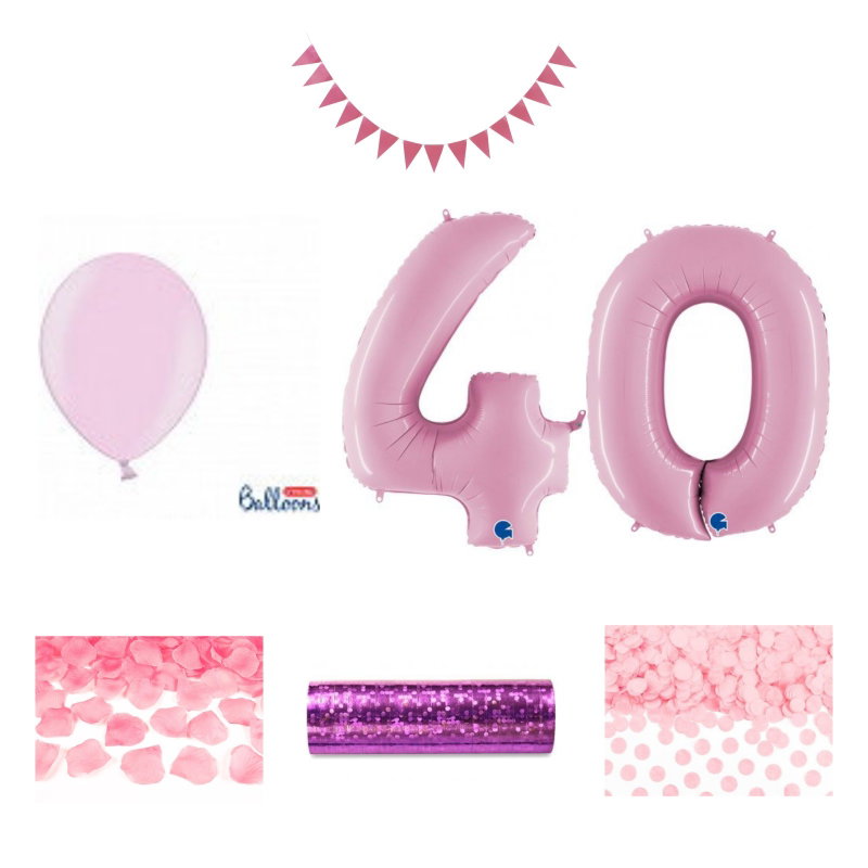 40-års festpaket, Rosa, Stor – sammansatt produktbild