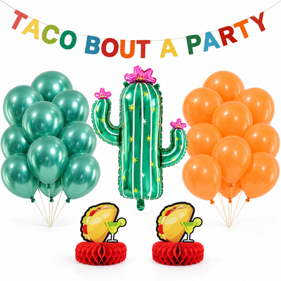Taco – dekorationspaket med girlang och ballonger – paketbild