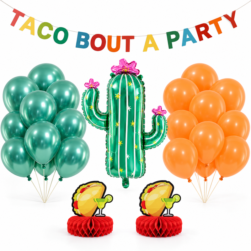 Taco – dekorationspaket med girlang och ballonger – paketbild