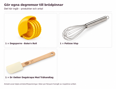 Innehåll och antal: Gör egna degremsor till brödpinnar