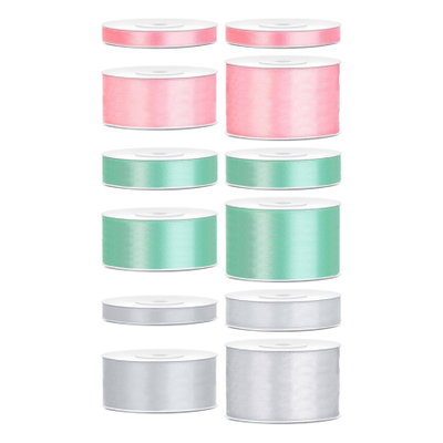 Satinbandspaket – Pastelljul – 12 rullar – hela paketet