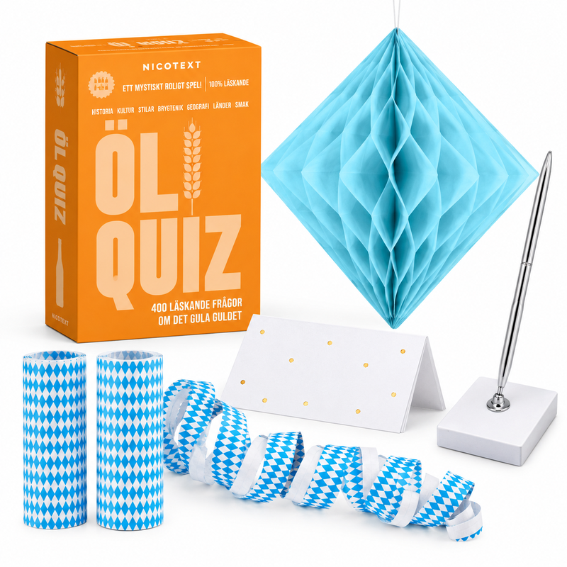 Ölquiz utan dryckeskrav – lagbord med egna svarskort