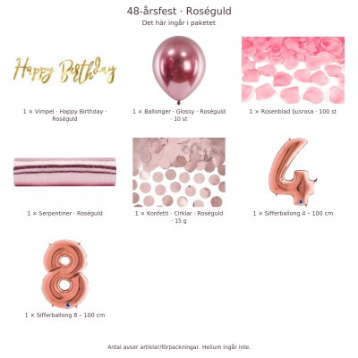 48-års festpaket, Roséguld, Stor – innehåll och antal förpackningar