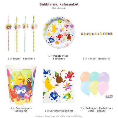 Babblarna, kalaspaket – innehåll och antal förpackningar