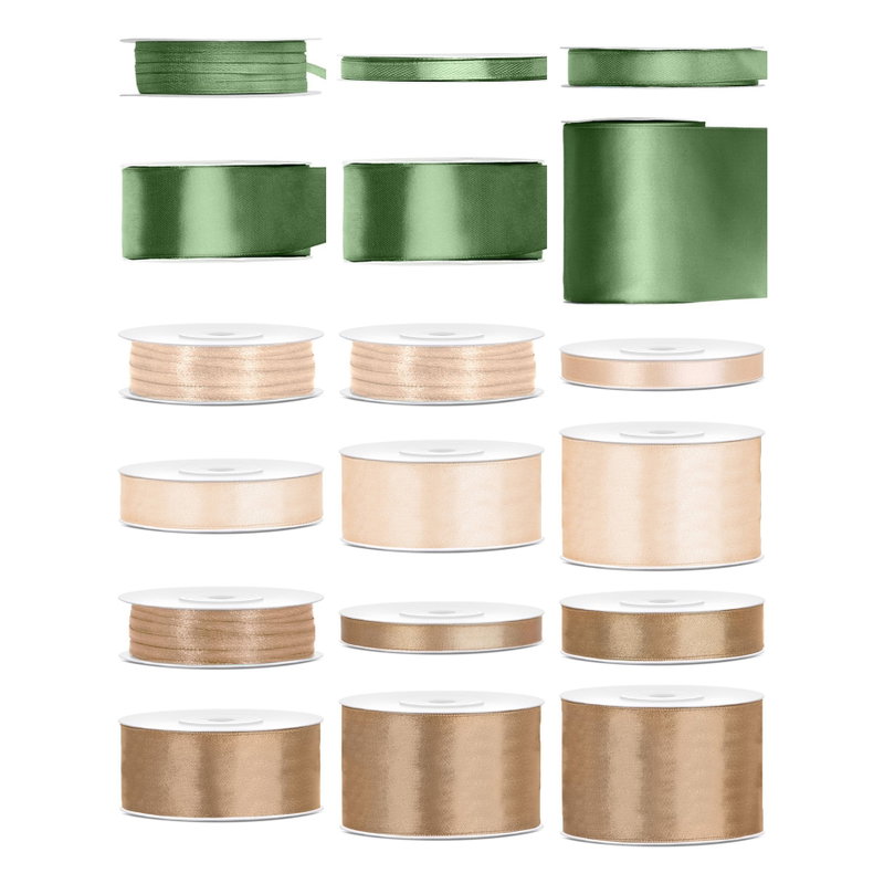 Satinbandspaket – Salvia och cream – Stor – 18 rullar – hela paketet