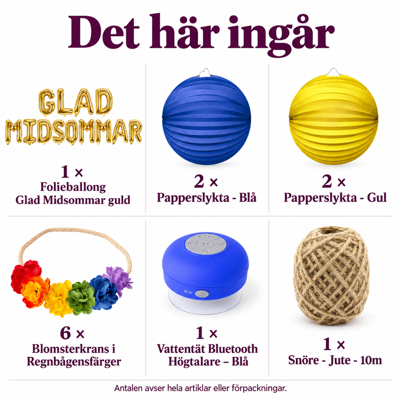 Midsommarens lilla dansplats – lyktor, blomsterkransar och musik – innehåll och antal
