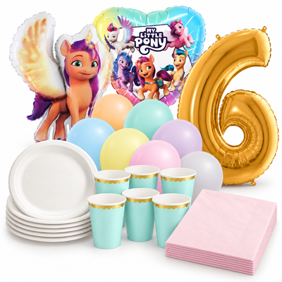 6-årskalas, My Little Pony, kalaspaket, 6 gäster – samlat paketinnehåll