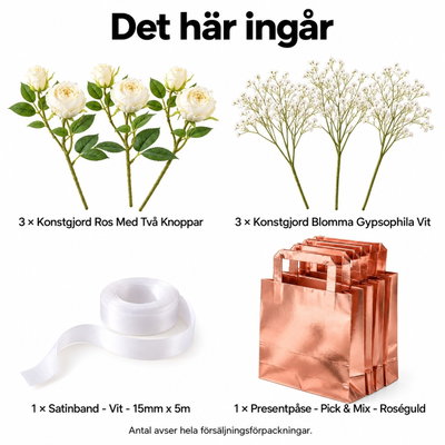 Bukettverkstad för tre – bind och ge bort sommarens blommor – innehåll och antal försäljningsförpackningar