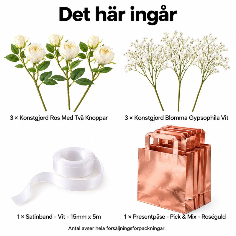 Bukettverkstad för tre – bind och ge bort sommarens blommor – innehåll och antal försäljningsförpackningar