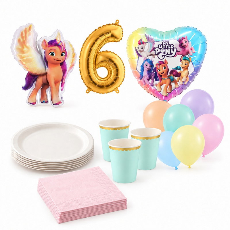 6-årskalas, My Little Pony, kalaspaket, 6 gäster – paketets produkter