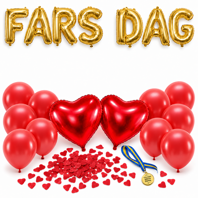 FARS DAG – dekorationspaket till fars dag – röda hjärtan