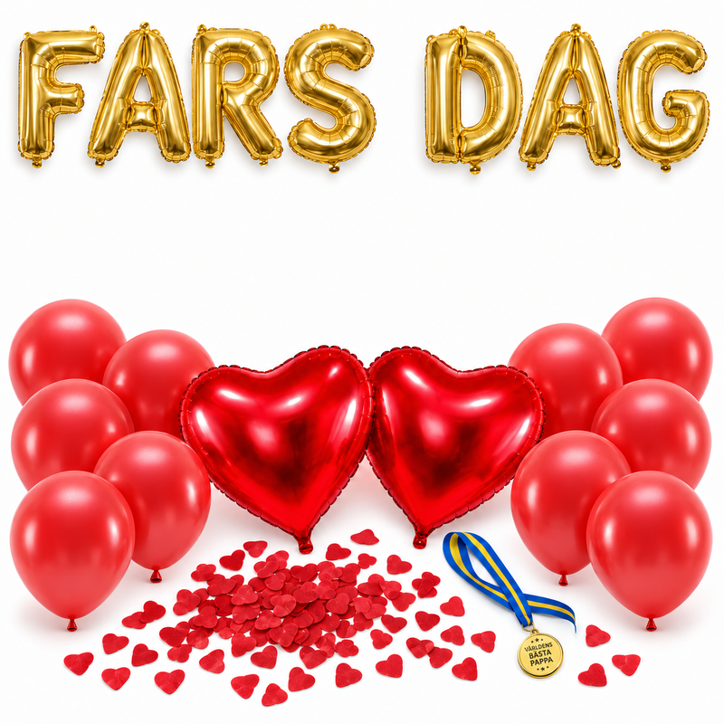 FARS DAG – dekorationspaket till fars dag – röda hjärtan