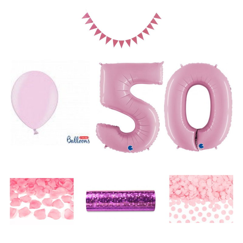 50-års festpaket, Rosa, Stor – sammansatt produktbild