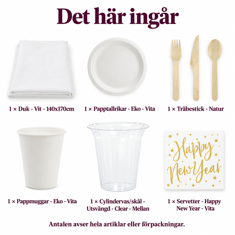 Det här ingår i Första januari-brunch för sex – vit duk och stjärndetaljer