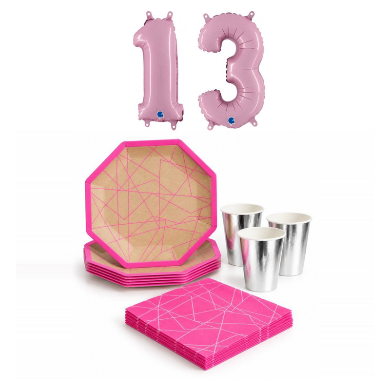 13-årskalas, Neonkalas, kalaspaket, 6 gäster – sammansatt bild av paketets produkter