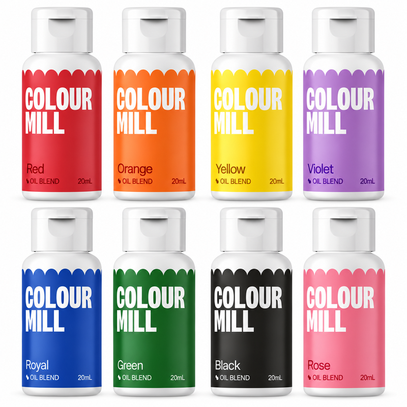Färgklassiker, 8 flaskor Colour Mill Oil Blend à 20 ml