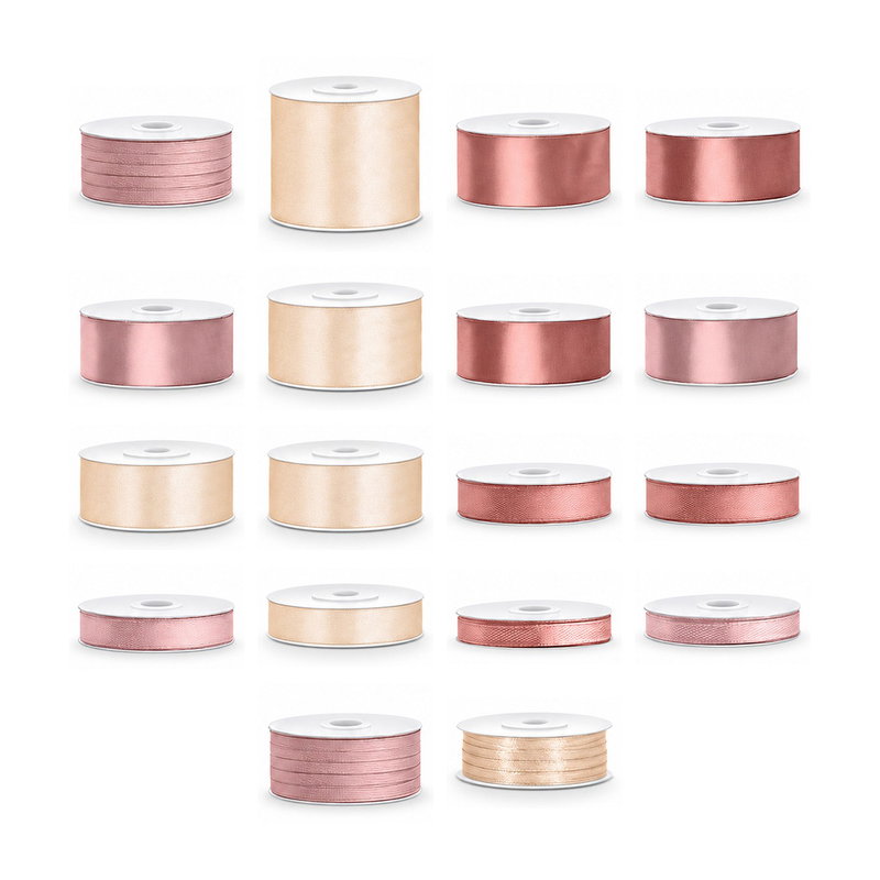 Satinbandspaket – Dusty rose dop – Stor – 18 rullar – hela paketet