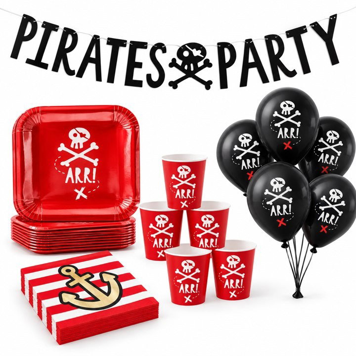 Piratkalas, kalaspaket med dekorationer, 16 gäster
