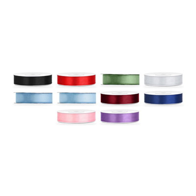 Satinbandspaket – Färgsortiment 12 mm – 10 rullar – hela paketet