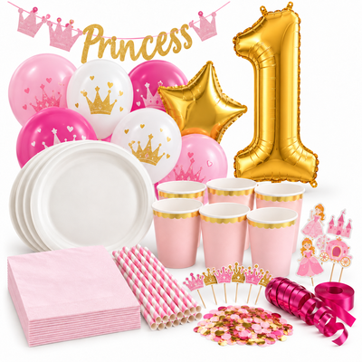 1-årskalas, Prinsesskalas, kalaspaket, 6 gäster – samlat paketinnehåll