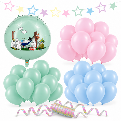 Mumin – dekorationspaket Pastell – paketets produkter