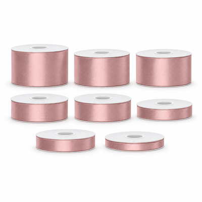 Satinbandspaket – Lätt Dammig Rosa – 8 rullar – hela paketet