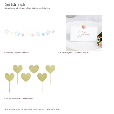 Babyshower på distans – liten dekorationshälsning – exakt innehåll och antal förpackningar