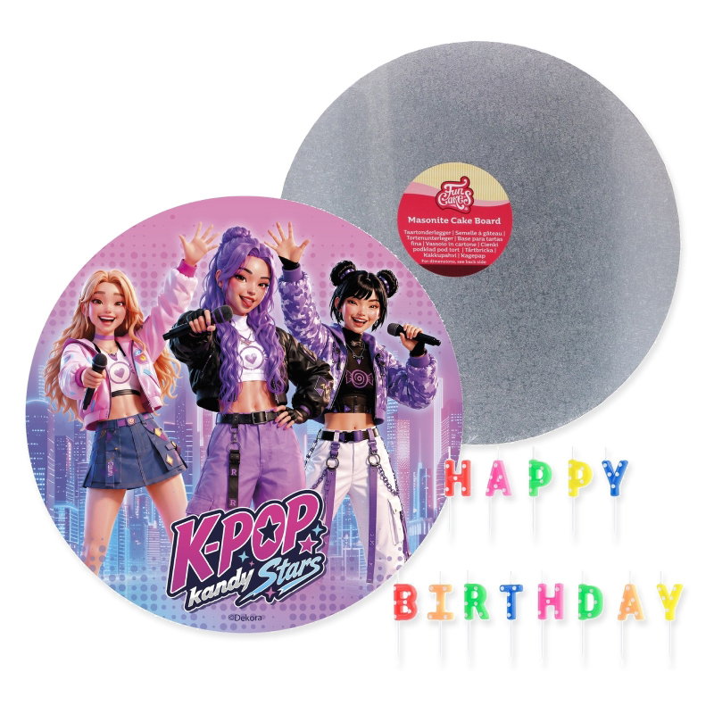 K-pop – tårtpaket med Kandy Stars – paketets samlade innehåll