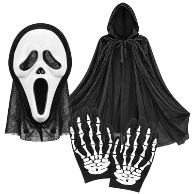 Halloween på fem minuter – mask, cape och handskar – paketöversikt