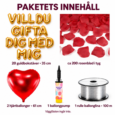 Frieripaket Litet – Vill du gifta dig med mig i guld – innehåll och antal