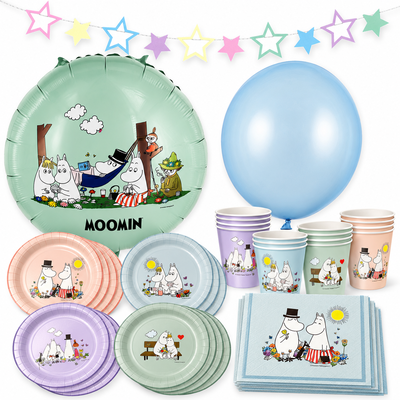 Mumin – kalaspaket med dukning och dekorationer för 8 gäster