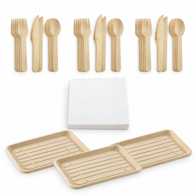 Produktöversikt: Förbered arton buffékuvert och tre uppläggningsfat