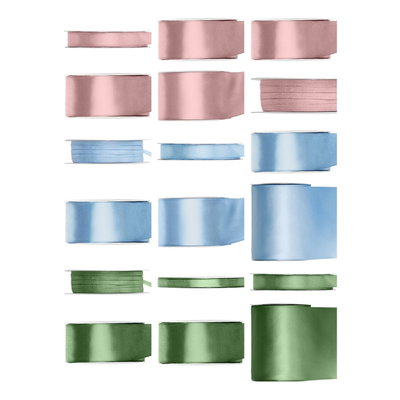 Satinbandspaket – Scrapbooking pastell – Stor – 18 rullar – hela paketet