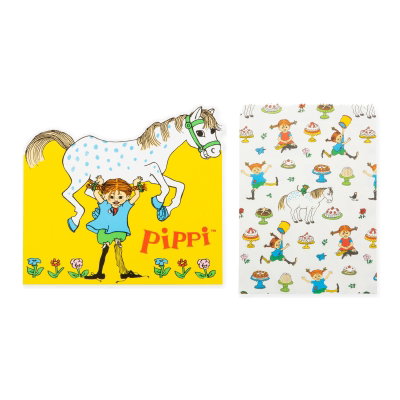 Pippi Långstrump – inbjudningskort och kalaspåsar – för 8 barn