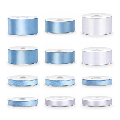 Satinbandspaket – Dusty blue – 12 rullar – hela paketet