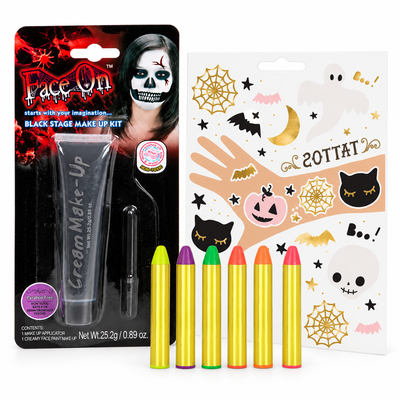 Halloween sminkverkstad – färger, kritor och tatueringar – paketöversikt