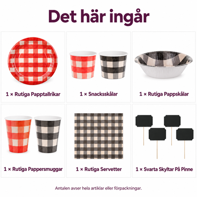Det här ingår i Diner hemma för sex – korvbar med rutigt och toppings